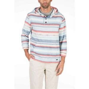 Faherty Pacific Hooded Poncho-cotton is soft/lightweight w/Kangaroo pocket.